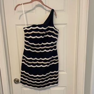 Lilly Pulitzer one shoulder cocktail dress.